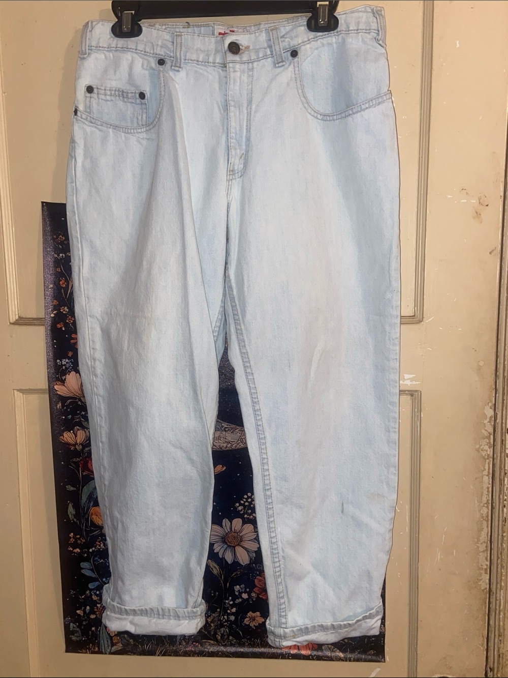 LEVIS BIG JEAN VINTAGE HUSKY 32 Unisex BLEACHED SILVER TAB - Picture 1 of 8